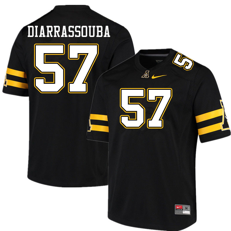 Men #57 Elijah Diarrassouba Appalachian State Mountaineers College Football Jerseys Sale-Black